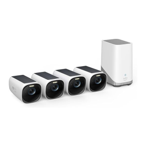 eufy Security eufyCam 3 4-Cam Kit, Security Camera Outdoor Wireless, 4K Camera with Integrated Solar Panel, Forever Power, Face Recognition AI, Expandable Local Storage, Spotlight, No Monthly Fee